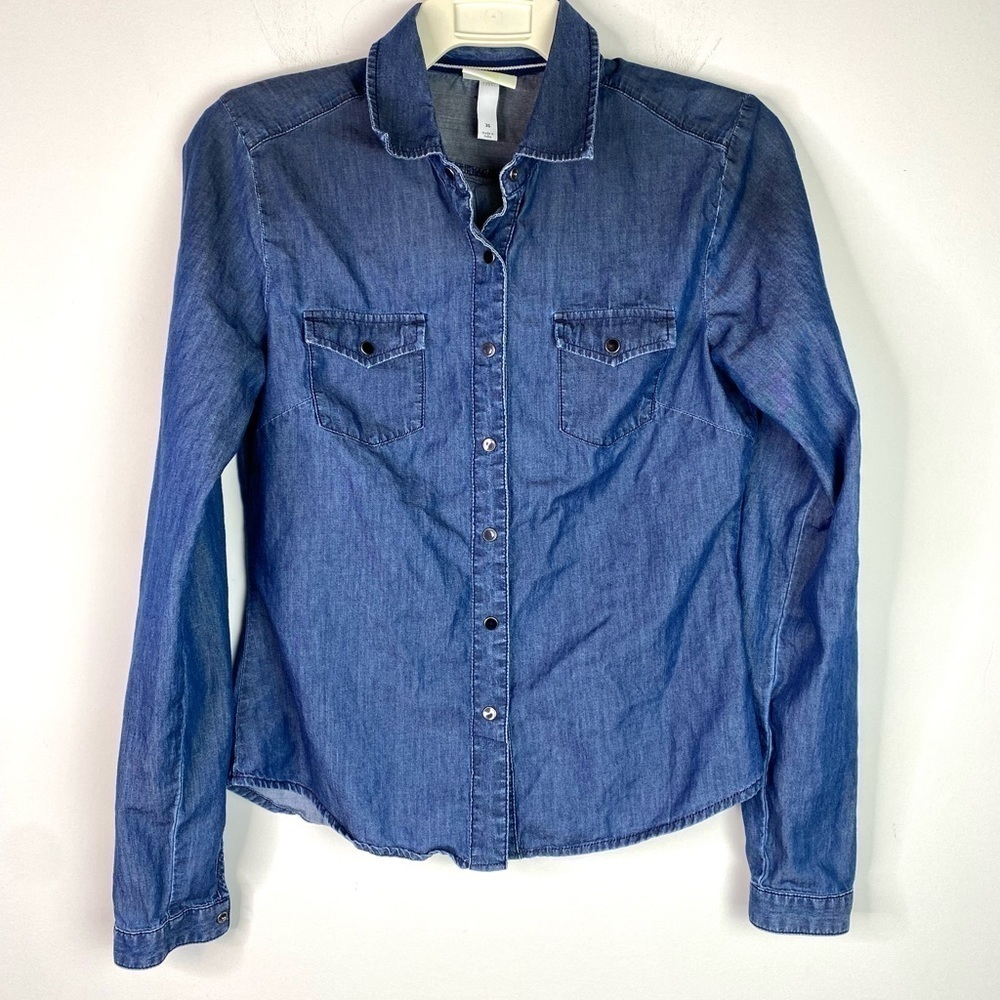 Adidas Neo Chambray Snap Button Shirt 36 or Small